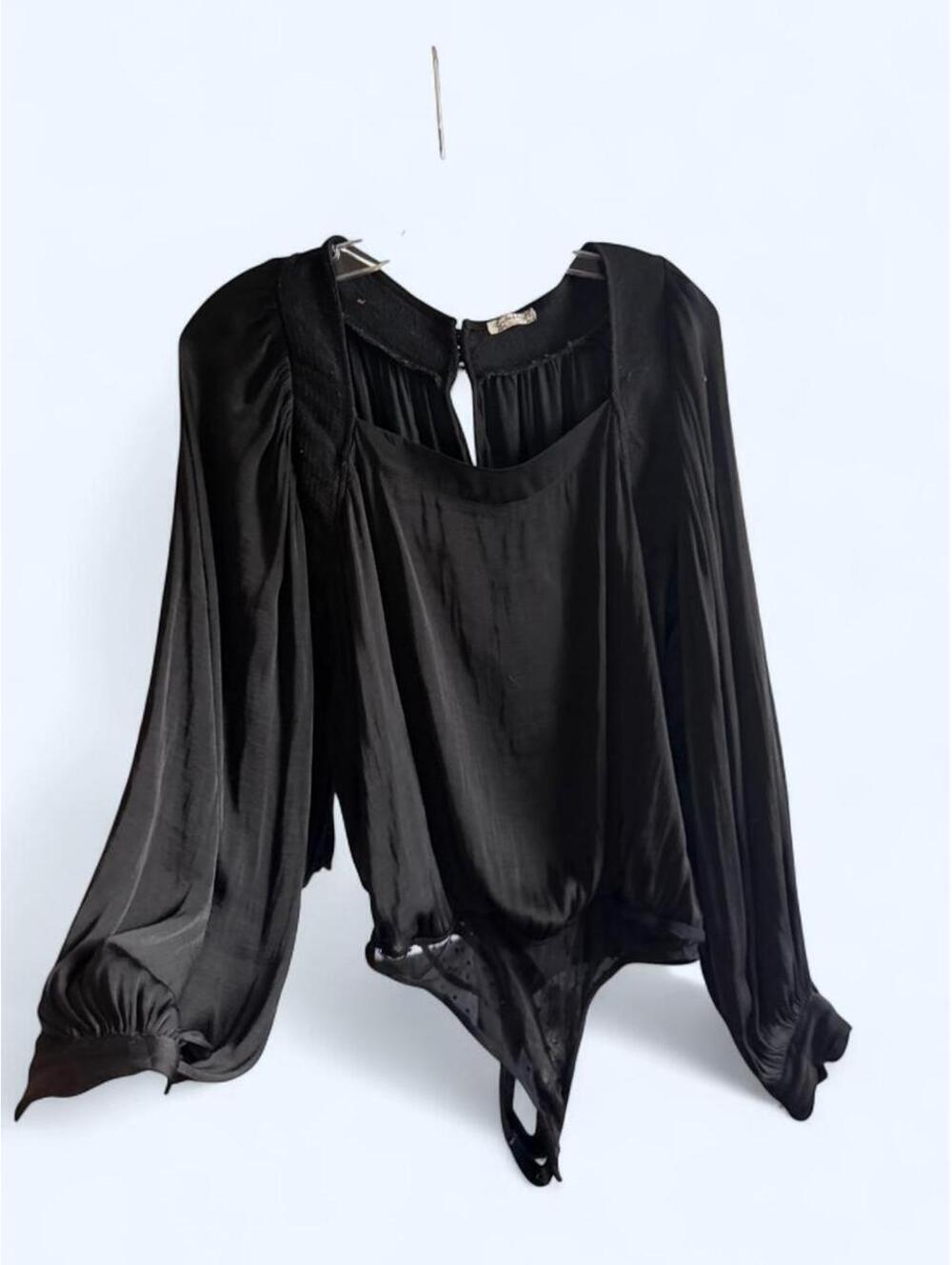 Black silky free people intimately bodysuit